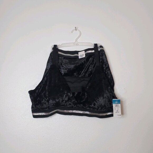 Panty & Bra Set 2X Black Velour Silver Trim Sexy rue21 - Picture 3 of 12